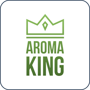 Aroma King logo i grøn med krone-design